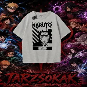 Naruto Uzumaki Premium Anime Oversize Unisex Tişört Beyaz