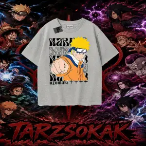 Naruto Uzumaki Premium Anime Oversize Unisex Tişört Beyaz