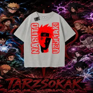 Naruto Uzumaki Premium Anime Oversize Unisex Tişört Beyaz