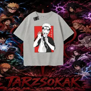 Naruto Uzumaki Premium Anime Oversize Unisex Tişört Beyaz