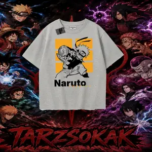 Naruto Uzumaki Premium Anime Oversize Unisex Tişört Beyaz