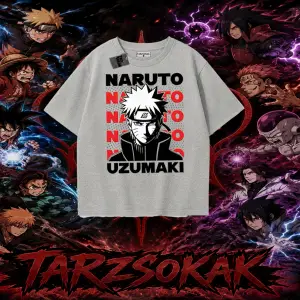 Naruto Uzumaki Premium Anime Oversize Unisex Tişört Beyaz