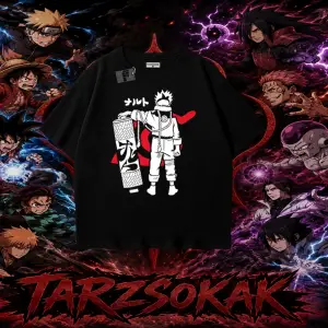 Naruto Uzumaki Premium Anime Oversize Unisex Tişört Beyaz