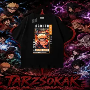 Naruto Uzumaki Premium Anime Oversize Unisex Tişört Beyaz