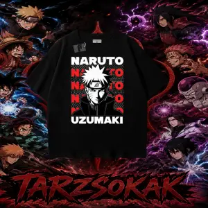 Naruto Uzumaki Premium Anime Oversize Unisex Tişört Beyaz