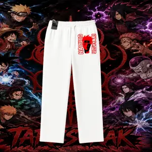 Naruto Uzumaki Premium Anime Unisex Baggy Eşofman Altı Beyaz