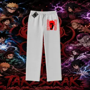 Naruto Uzumaki Premium Anime Unisex Baggy Eşofman Altı Beyaz