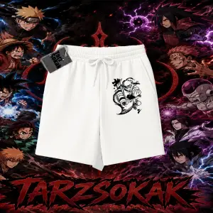Naruto Uzumaki Premium Anime Unisex Şort Beyaz