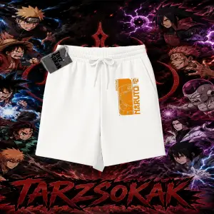 Naruto Uzumaki Premium Anime Unisex Şort Beyaz