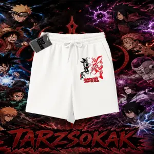 Naruto Uzumaki Premium Anime Unisex Şort Beyaz