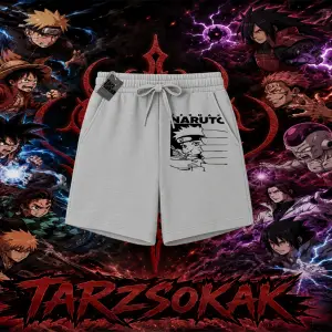 Naruto Uzumaki Premium Anime Unisex Şort Beyaz