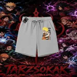 Naruto Uzumaki Premium Anime Unisex Şort Beyaz