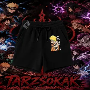 Naruto Uzumaki Premium Anime Unisex Şort Beyaz