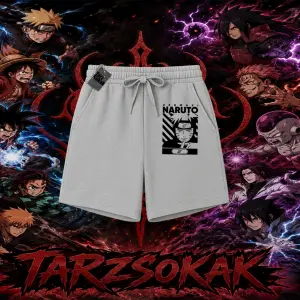 Naruto Uzumaki Premium Anime Unisex Şort Beyaz