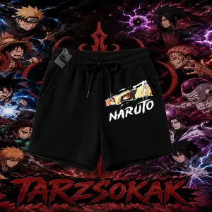 Naruto Uzumaki Premium Anime Unisex Şort Beyaz