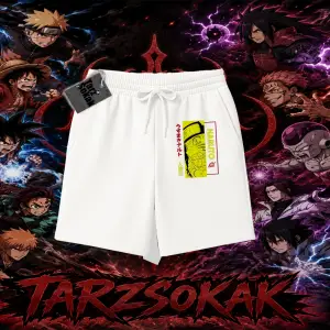 Naruto Uzumaki Premium Anime Unisex Şort Beyaz
