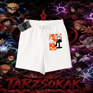 Naruto Uzumaki Premium Anime Unisex Şort Beyaz