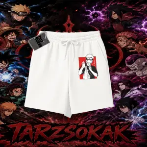 Naruto Uzumaki Premium Anime Unisex Şort Beyaz