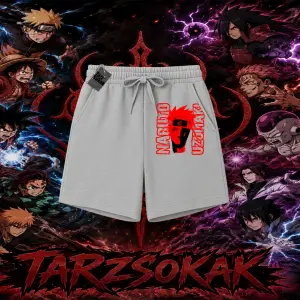 Naruto Uzumaki Premium Anime Unisex Şort Beyaz