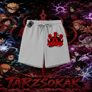 Naruto Uzumaki Premium Anime Unisex Şort Beyaz