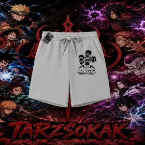 Naruto Uzumaki Premium Anime Unisex Şort Beyaz