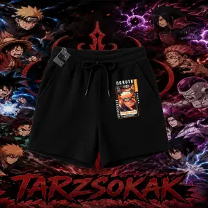 Naruto Uzumaki Premium Anime Unisex Şort Beyaz