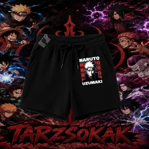 Naruto Uzumaki Premium Anime Unisex Şort Beyaz