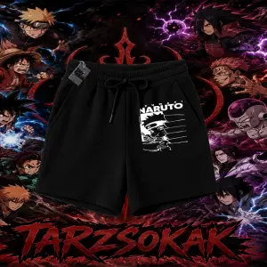 Naruto Uzumaki Premium Anime Unisex Şort Beyaz