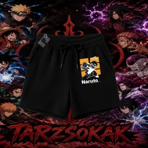 Naruto Uzumaki Premium Anime Unisex Şort Beyaz