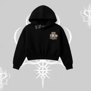 Need Coffee Right Meow Yazılı Kedi Baskılı Kapşonlu Crop Sweatshirt