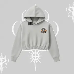 Need Coffee Right Meow Yazılı Kedi Baskılı Kapşonlu Crop Sweatshirt