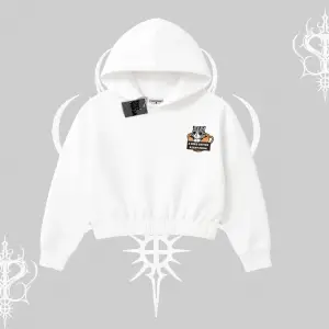 Need Coffee Right Meow Yazılı Kedi Baskılı Kapşonlu Crop Sweatshirt