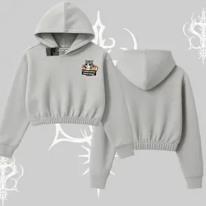 Need Coffee Right Meow Yazılı Kedi Baskılı Kapşonlu Crop Sweatshirt