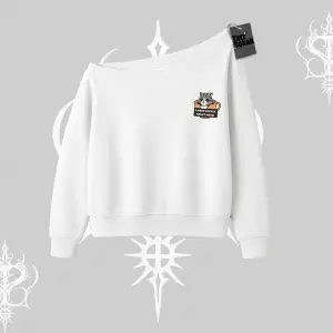 Need Coffee Right Meow Yazılı Kedi Baskılı Kayık Yaka Sweatshirt