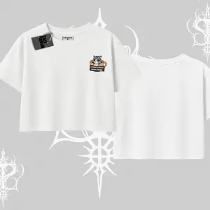 Need Coffee Right Meow Yazılı Kedi Baskılı Oversize Crop Tshirt