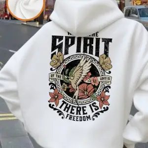 Nerede Ruh Var Orada Özgürlük Var Baskılı Kapüşonlu Üst Kadınlar Kışlık Polar Sıcak Sweatshir
