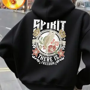 Nerede Ruh Var Orada Özgürlük Var Baskılı Kapüşonlu Üst Kadınlar Kışlık Polar Sıcak Sweatshir