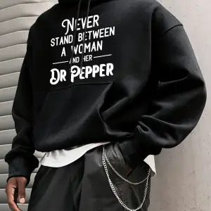 Never Stand Between A Woman Desenli Erkek Basic Kapüşonlu Üst Günlük 14 Renk Sweatshirt Polar