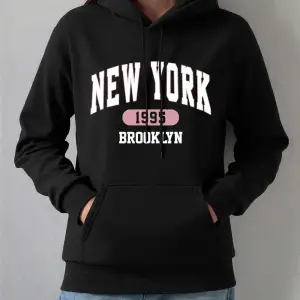 New York 1995 Brooklyn Baskılar Hoodie Kadın Kış Polar Sıcak Kazak Temelleri Cep Kazak Rahat