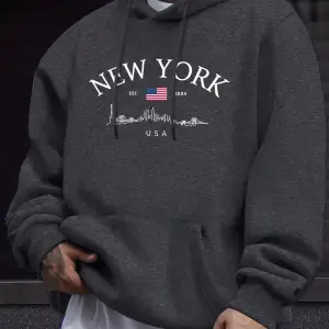 New York ABD Baskı Erkek Polar Temel Giysiler Sokak Giyimi O-Yaka Sonbahar Kazak Günlük Bol K