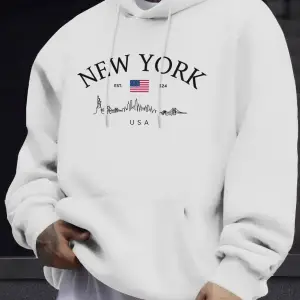 New York ABD Baskı Erkek Polar Temel Giysiler Sokak Giyimi O-Yaka Sonbahar Kazak Günlük Bol K