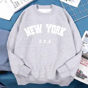 New York abd mektup baskı Streetwear adam gevşek spor giyim moda yüksek kaliteli kapüşonlu üs