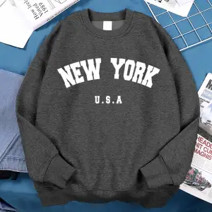 New York abd mektup baskı Streetwear adam gevşek spor giyim moda yüksek kaliteli kapüşonlu üs