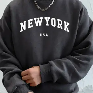New York ABD Mektup Baskılı Erkek Sweatshirtleri Kışlık Bisiklet Yaka Kapüşonlu Sokak Stili P
