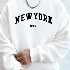 New York ABD Mektup Baskılı Erkek Sweatshirtleri Kışlık Bisiklet Yaka Kapüşonlu Sokak Stili P