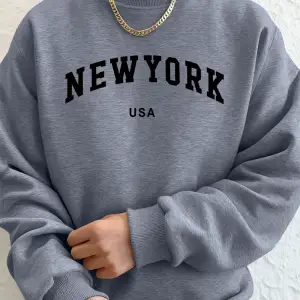 New York ABD Mektup Baskılı Erkek Sweatshirtleri Kışlık Bisiklet Yaka Kapüşonlu Sokak Stili P