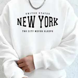 New York ABD Sanat Mektup Baskıları Erkek Kapüşonlular Sonbahar Bisiklet Yaka Tişörtü Temel P