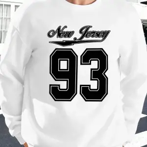 New York Art 93 Mektup Baskı Erkek Moda Kazak Rahat Yumuşak Kazak Polar Spor Sokak Şıklığı So