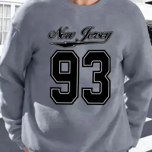 New York Art 93 Mektup Baskı Erkek Moda Kazak Rahat Yumuşak Kazak Polar Spor Sokak Şıklığı So