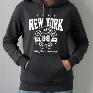 New York Batı Yakası Baskı Kapüşonlular Kadın Kış Polar Sıcak Kazaklar Temelleri Cep Tişörtü